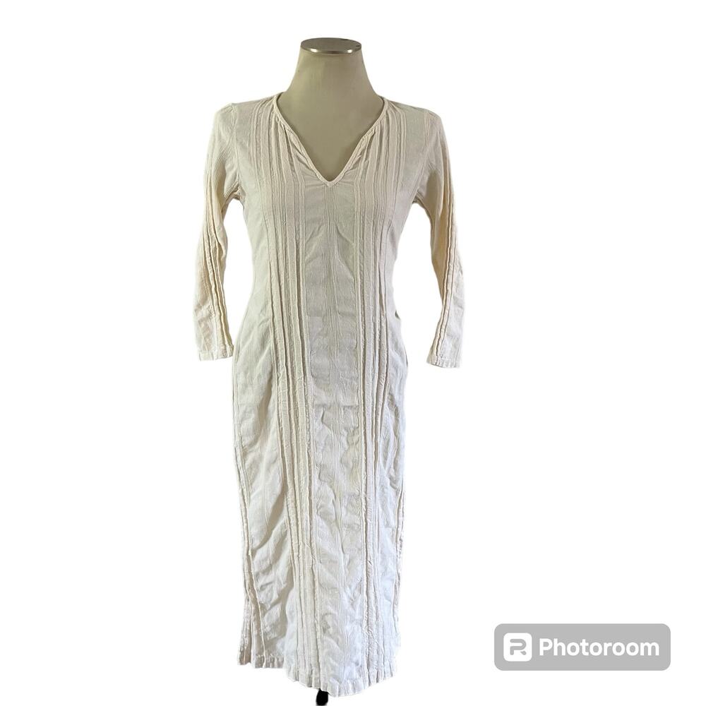 Xirena Tessa Ivory Textured Gauze Cotton V Neck Dress Wmns XS boho minimalist